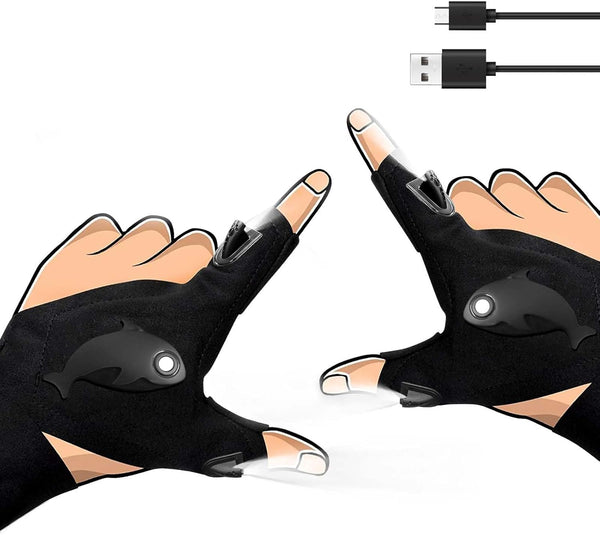 LED Rechargeable Flashlight Gloves, Valentines Day Gifts for Him Men Boyfriend Husband,