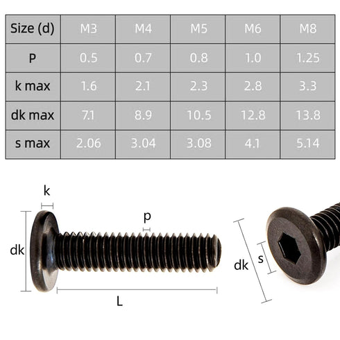 10 PCS Bed Frame Screws and Bolts, Baby Bed Crib Screws, Flat Head Socket Screws for Furniture Hardware Kit M6 x 20mm