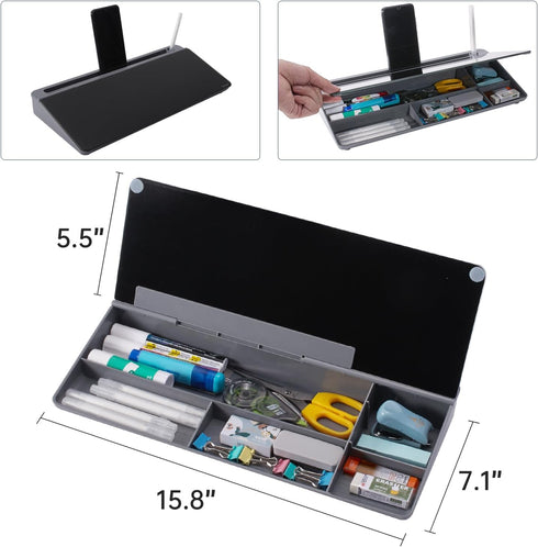 TSJ OFFICE Desktop Whiteboard Dry-Erase Board - Computer Keyboard Stand White Board with Drawer, Office Organizer