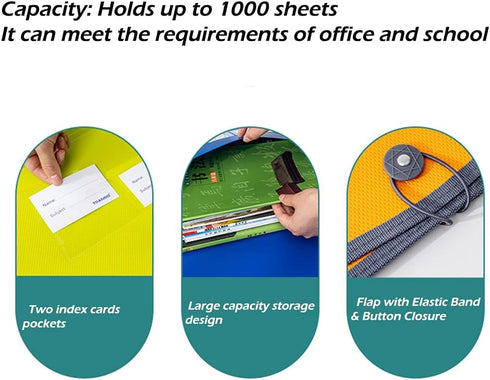 Premium Plastic Expanding File Folder Organizer, 3.5" Expansion, A4 Letter Size, 4 Pack for Home School Office