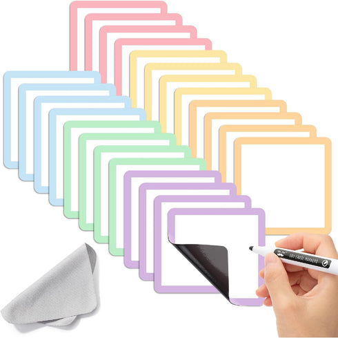 Mr. Pen Dry Erase Magnets, 4”x4”, 24 Pack, Colorful Magnetic Labels for White Board Dry Erase