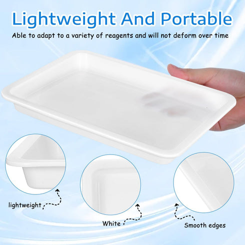 4 Pack 9.7 7.3 Inch GLEAVI Lab Trays Plastic, Acid and Alkali Resistant Chemical Reagent Containment Pan, Leak-Proof