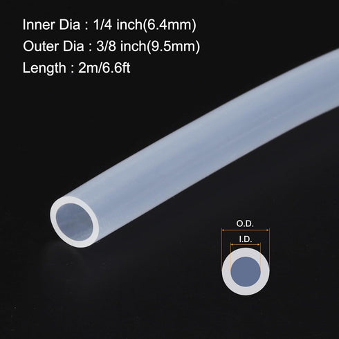 6.6ft 1/4" ID x 3/8" OD Silicone Tubing Clear Industrial Plastic Tubing Pure Silicone Hoses for Pump Siphoning Draining Irrigation Brewing