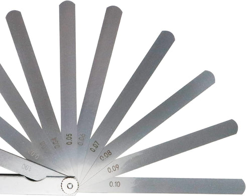 Feeler Gauge 17 Blades, 0.02mm to 1mm Thickness Gap Measuring Tool, 150mm/5.9" Length