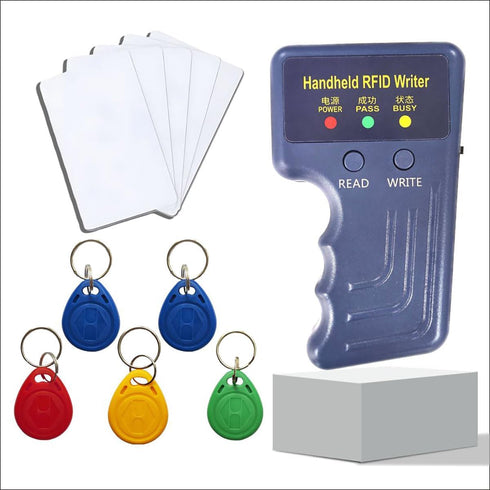 FIYYIA Handheld 125khz RFID Reader Writer,AWID and HID Copier with 5 T5577 Keyfobs