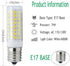 E17 Dimmable LED Bulb, 8W, 80W Halogen Equivalent, 800Lm, 6000K White, for Over Counter Microwave Ovens