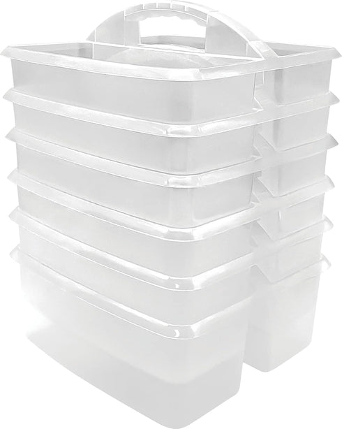 Teacher Created Resources Clear Portable Plastic Storage Caddy 6-Pack for Classroom and Office Organization