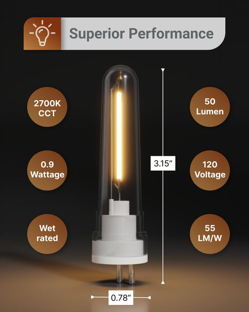 Bulb S14 Bulbs 2-Prong G5 50 1W (4W 2700K Non-Dimmable, 4 Pack. Sunco String Light Replacement, LED for Outdoor