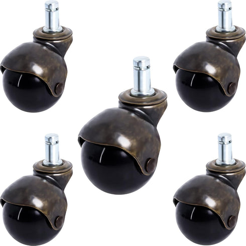 2 inch (5 Pack) Podoy Antique Caster Wheels for Furniture Legs, Vintage Caster Wheels Replacement for Furniture, Office