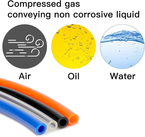 Quickun Pneumatic Tubing 1/4" Tube OD PU Polyurethane Air Hose Line for Fluid Transfer, Orange 32.8ft