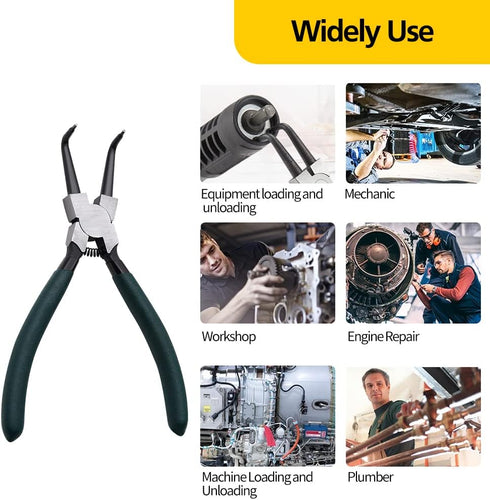 Snap Ring Pliers Set, 2pcs 7" Heavy Duty Internal/External Circlip Pliers Kit with Bent Jaw for Ring Remover