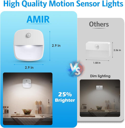 AMIR Closet, Pack 3) Upgraded Motion Sensor Light Indoor, Stair Lights Battery Operated, Cordless Stick-On LED Night