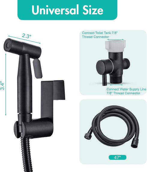 2 Pack Set BARROCK Handheld Bidet Sprayer for Toilet, Stainless Steel Metal Made Baby Cloth Diaper Spraying Kit