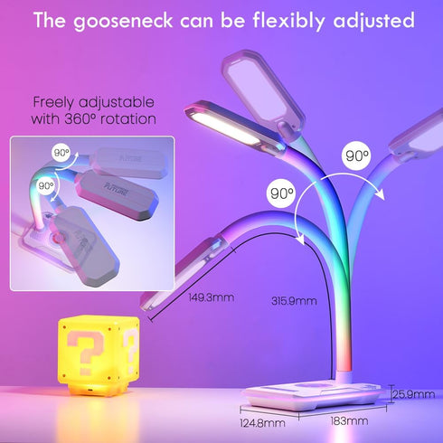 SMARTERIOR Sync,Dimmable RGB Gaming Desk Lamp with Music LED Lamp with Wireless Charging Station,USB Charging