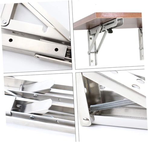 2pcs LALAFINA Stainless Steel Folding Triangle Brackets Heavy Duty Wall Mounted Shelf Support for Shelves Benches