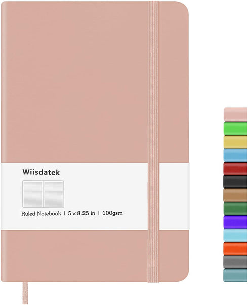 Notebook Journal, Lined Hard Cover, 100 GSM Premium Thick Paper, 5"×8.25" with Inner Pocket