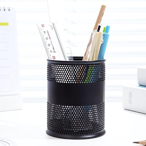 M&G Pencil Cup Holder Pen Holder for Desk, Mesh Pen Organizer Office Pen Holder 1 Pack (Black)