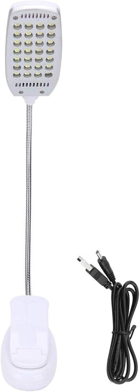 Haofy 6W Desk Lamp, 28 LED Clip-On Reading Light, 360 Degree Rotating Table Lamp, USB Rechargeable/Battery