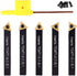 Accusize Industrial Tools 5 Pc Indexable Turning Tool Set, 1/4'' by 2'' Oal, with Tcmt1.8(1.5) Carbide Inserts