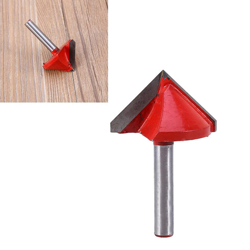 4 Piece 90 Degree V Groove Router Bits, 1/4 Inch Shank, Carbide Tipped for Woodworking Chamfer