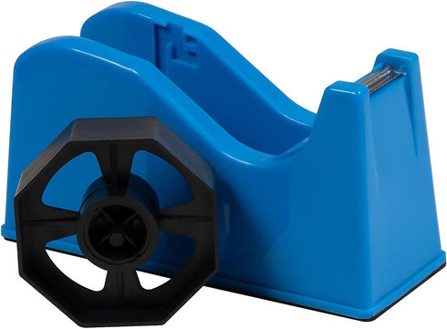 IHOMECOOKER Desktop Tape Dispenser Adhesive Roll Holder (Fits 1" & 3" Core) with Weighted Nonskid Base (Blue)