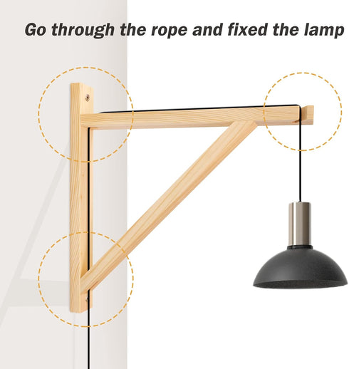 Cuyacili Wall Lamp Shelf Wood Bracket Wall Mount Triangle Supports Hanging Wall Sconces Decoration Farmhouse Rustic