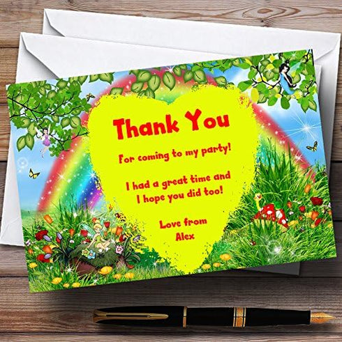 The Card Zoo Rainbow Fairy Butterfly Personalized Children's Party Thank You Cards
