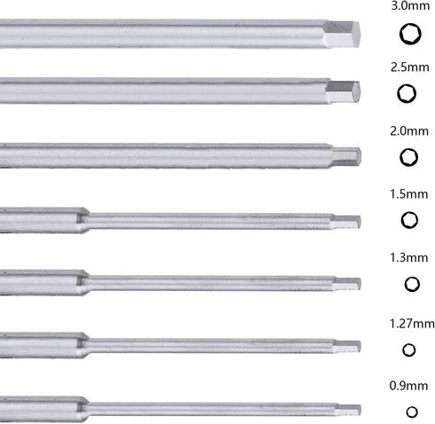 Hex Screwdriver Set - 7pcs Hex Head Allen Wrench Tools Kit, Sizes 0.9mm to 3.0mm