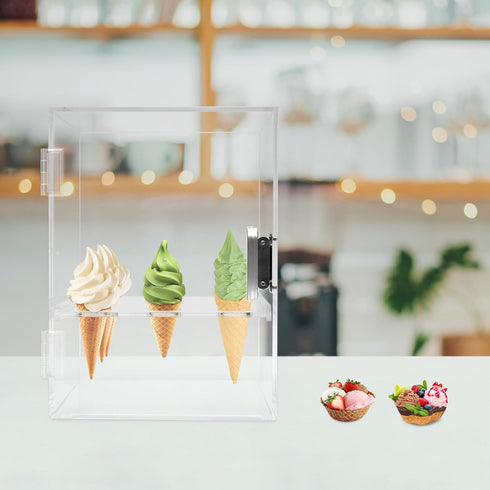 Mlonausz 9 Ice Cream Cone Display/Storage Case Cabinet Acrylic Waffle Cone Holder Holes