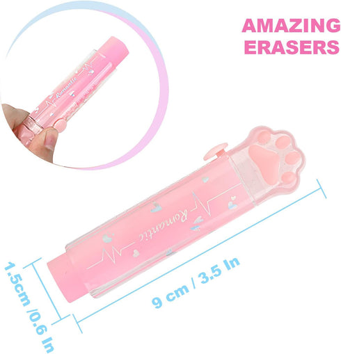 Retractable Pencil Eraser, Cute Gradient Jelly Eraser, 4Pcs Suitable for School Home Office Supplies