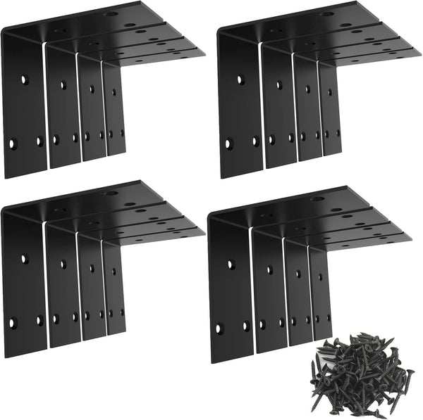 Aufuga Black Stainless Steel Shelf Bracket,Joint Right Angle Bracket,L Shape Heavy Duty Metal