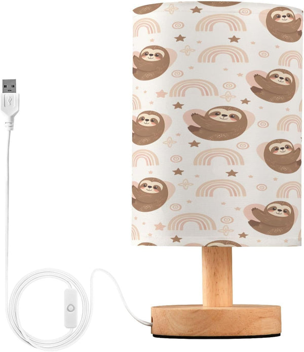ALAZA Cute Kawaii Sloth Bedside Table Lamp with USB Port for Bedroom
