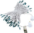 50 100 Bulb 6-Inch Commercial Novelty Lights Feet Incandescent Mini Light String, Teal with Spacing on White Wire, UL