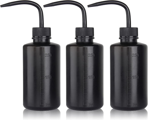 Melphoe Tattoo Wash Bottle Squeeze 3Pcs 250ml for Safety Rinse, Medical Lab Washing, Tattoo Supplies, Black