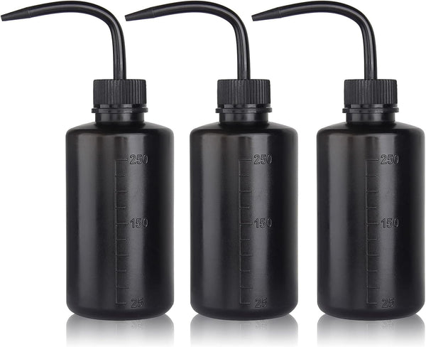 Melphoe Tattoo Wash Bottle Squeeze 3Pcs 250ml for Safety Rinse, Medical Lab Washing, Tattoo Supplies, Black
