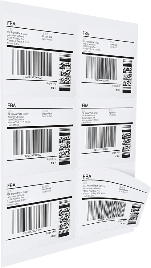 InpourPack 100 6 3-1/3" 4" 6 (600 Sheets up Labels, Shipping Address Labels x for Laser & Inkjet and Copier Printer, up