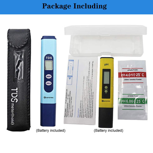 Digital pH & TDS Meters Water Quality Test Kit - 2 in 1 pH Pen Tester TDS PPM Meter for Hydroponic & Aquarium