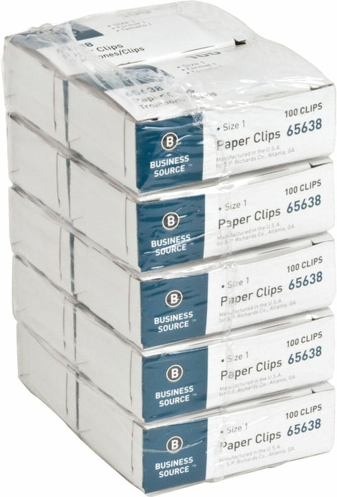 Business Source 65638 Paper Clips,Size 1,Regular,.033 Wire Gauge,1000/PK,Silver by Business Source