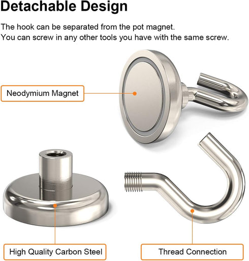Heavy Duty Magnetic Hooks, 110 lbs Strong Magnet for Hanging, Pack of 6