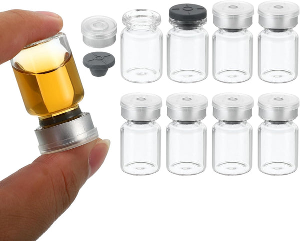PATIKIL 5ml Sample Vials, 8 Pack Lab Empty Vials with Butyl Rubber Stopper, Borosilicate Glass