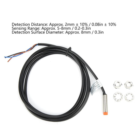 Fafeicy Proximity Switch DC1224V, 3Wire PNP NO Inductive Sensors, 2mm Detecting Distance, 5-8mm Sensing Range,