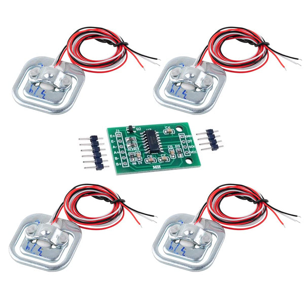 4pcs Load Cell 50kg Half Bridge Strain Gauge Digital Scale Weight Sensor + 1pc HX711 Amplifier Module