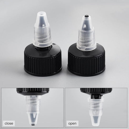 OLYCRAFT 36pcs Squeeze Bottle Cap, 24/410 Natural Twist Top Caps, Black Replacement Caps