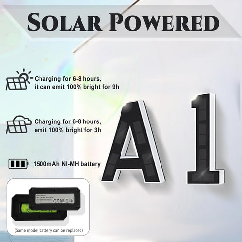 ISUNMEA 9 Inch (8-Black, 9IN) Solar Lighted House Numbers for Outside, Light Up Waterproof LED Address Numbers Signs