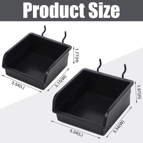 12 Pieces Pegboard Bins Kit, 3.5'' 5.5'' Plastic Storage Bins with Hooks for Organizing Hardware, Garage