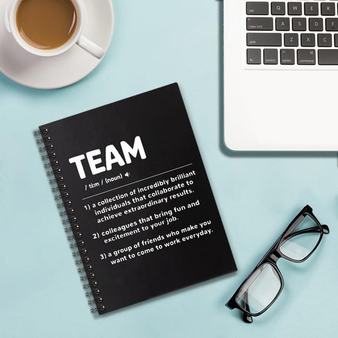 Team Definition Spiral Notebook - 160 Blank Pages, Funny Team Work Gift for Coworkers, New Job Appreciation