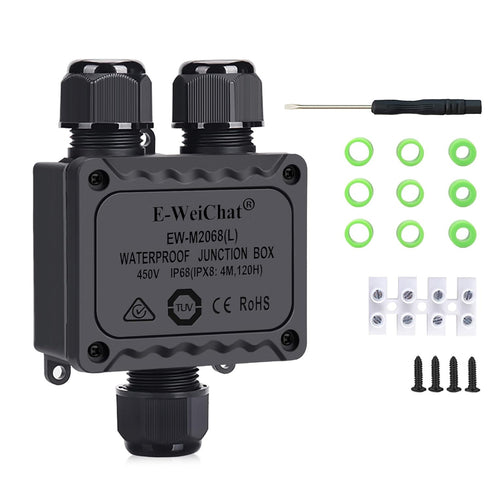 Junction Box Outdoor Waterproof Electrical Box, 3 Way Plug Line Plastic External Box for Landscape Lighting