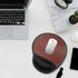 Ergonomic Leather Mouse Pad with Wrist Support - Non-Slip Rubber Base, Memory Foam, Waterproof Surface (Round-Brown)