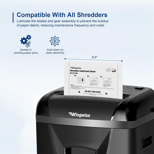 Wingwise 24-Pack 8.5 6 Inches, Shredder Lubricant Sheets, x Sharpens Blades & Prevents Jams, Mess-Free Maintenance