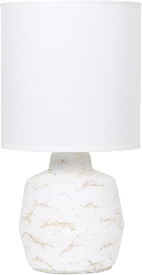 Simple Designs LT1171-OFF 13.78" Chic Glow Marble Inspired Concrete Table Lamp with